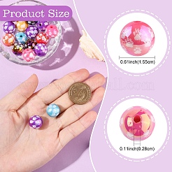 20шт акриловые бусины с УФ-покрытием&nbsp;OACR-YW0003-24