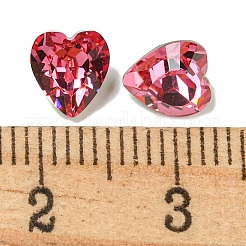 ガラスラインストーンカボション  フラットバック＆バックメッキ  多面カット  ハート  ローズ  6.5x6x4mm&nbsp;RGLA-L029-16A-209