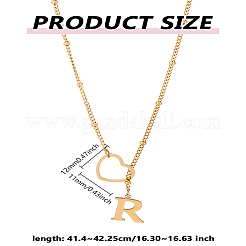 1 collane con laccio in acciaio inossidabile con lettera e cuore per donna&nbsp;NJEW-LP0002-87G-R