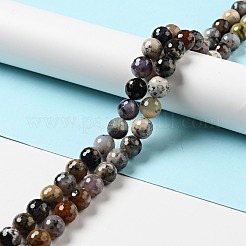 天然石の碧玉ジャスパービーズ連売り  ファセット（128ファセット）  ラウンド  10mm  穴：1mm  約36~38個/連  14.17~14.96インチ（36~38cm）&nbsp;G-E571-32B