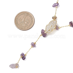 Ожерелья из цепочек ручной работы с натуральным аметистом&nbsp;NJEW-JN05811-01