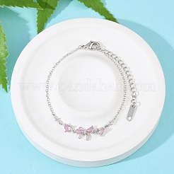 Латунь микро проложить кубического циркония браслеты ссылку&nbsp;BJEW-Z122-01P