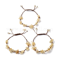 Регулируемые браслеты из плетеных бусин из натурального желтого кварца для женщин BJEW-U035-02J