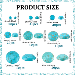 180 шт. 8 стиля фурнитуры для рукоделия окрашенный синтетический бирюзовый драгоценный камень плоская задняя часть куполообразные кабошоны&nbsp;G-PH0003-28