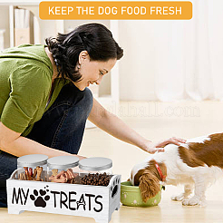Caja rectangular de madera para alimentos para mascotas&nbsp;CON-GW0001-01A