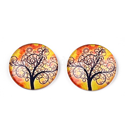 Halbrund / Dom Baummuster Glas flatback BlumeCabochons für DIY-Projekte&nbsp;GGLA-Q037-25mm-M28-05