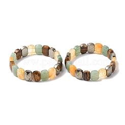 Браслеты-растяжки из овальных бусин натурального пирита&nbsp;BJEW-Z149-05B