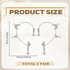 2 шт. 2 стильные серьги-каффы в виде бабочки из сплава со стразами&nbsp;EJEW-LP0012-12P
