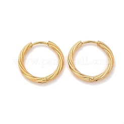 304ステンレススチールツイストフープピアス（女性用）  ゴールドカラー  19x2.5mm&nbsp;EJEW-A130-02C-G