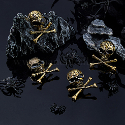 4 шт. броши из цинкового сплава в виде черепа для одежды рюкзака&nbsp;JEWB-FH0002-04AG