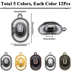 60 шт. 5-х цветные подвески в виде шляпы из сплава в тибетском стиле FIND-SC0010-86