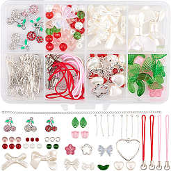 Наборы для самостоятельного изготовления ремешка для мобильного телефона в виде вишневого шарма&nbsp;DIY-SC0030-85