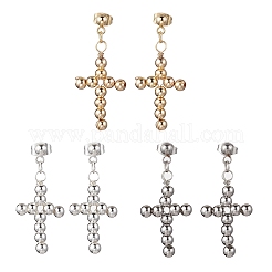 3 пара двухцветных серег-гвоздиков с крестообразным креплением из латуни&nbsp;EJEW-JE06479