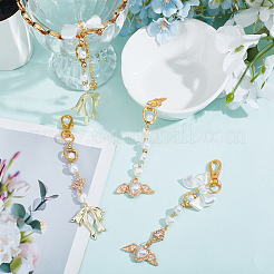 4 шт. акриловые и АБС-пластиковые имитация жемчуга и эмали сплава и латунные подвесные украшения&nbsp;HJEW-DR00235