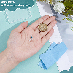 1 шт. 925 подвески из стерлингового серебра с темно-бирюзовым стеклом&nbsp;STER-BC0003-79P