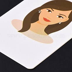 紙のピアスディスプレイカード  イヤリングホルダーカード  女の子の模様と長方形  ビスク  9x6x0.03cm  穴：5mmと1mm&nbsp;DIY-B061-05F