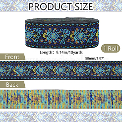 Blumenband aus Polyester-Jacquard im Ethno-Stil&nbsp;SRIB-WH0026-18