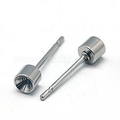 変色しにくい304ステンレススチールスタッドピアス金具  ステンレス鋼色  14x3.5mm&nbsp;STAS-E028-2