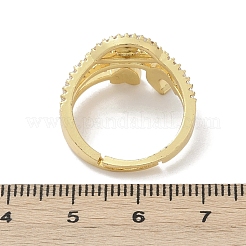 Женские кольца на палец из латуни с микропаве и кубическим цирконием RJEW-C129-05G