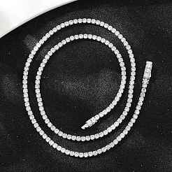 925 теннисное ожерелье из стерлингового серебра с кристаллами кубического циркония для женщин NJEW-C096-01A-P02