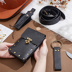 PUレザーと合金製バッグ  電話ポーチ  携帯アクセサリー  ブラック  185x64x23mm&nbsp;AJEW-WH0678-33B