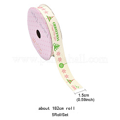 5 рулон 5 узора хлопчатобумажных атласных лент с односторонним принтом OCOR-YW0001-04