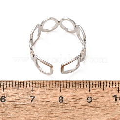 304ステンレススチールカフオープンリング  オーバル＆四角形  ステンレス鋼色  8.5mm  内径：18mm&nbsp;SA-CBA4160-35P