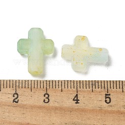 グラデーションカラー透明アクリルビーズ  金箔  クロス  アクアマリン  16x12.5x4.5mm  穴：2.5mm  約：1429個/ 500 G&nbsp;OACR-M023-03D