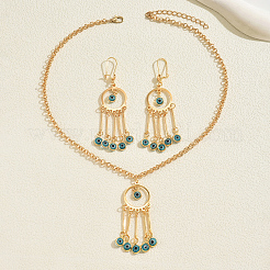 Комплекты ожерелий и серег с кисточками от сглаза из богемной винтажной железной смолы для женщин XC5526