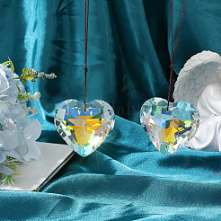 2 шт. стеклянная подвеска в форме сердца HJEW-SP0001-22B