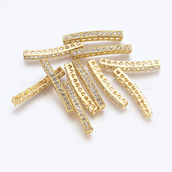 亜鉛合金ラインストーンビーズ  ゴールドカラー  38~39x4.5x5mm  穴：2mm&nbsp;RB-H147-G
