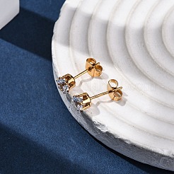 Серьги-гвоздики из нержавеющей стали 304 с микропаве из прозрачных кубических цирконий EJEW-P299-01C-G