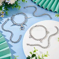 10шт унисекс 304 нержавеющая сталь панцирная цепь/витая цепь браслеты набор STAS-UN0048-40