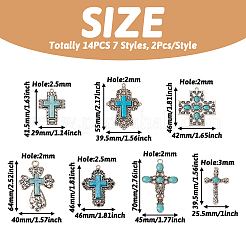 14 шт. 7 стиля синтетической бирюзы большие подвески G-TA0001-42