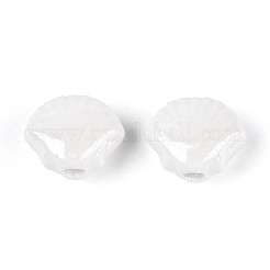 手作りの陶器ビーズ  シェル形状  光沢釉の磁器  ホワイト  9.5~10x11.5~12x6~6.5mm  穴：1.6~2mm&nbsp;LS-PORC-Q002-01O-01
