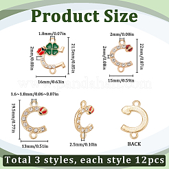 36 шт. 3 стиля сплав кристалл горный хрусталь божья коровка соединительные подвески&nbsp;FIND-SC0012-65