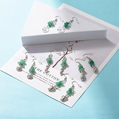 Orecchini pendenti con perline di avventurina verde naturale&nbsp;EJEW-JE04890-05