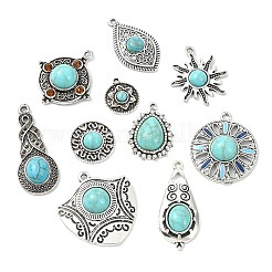 20 шт. 20 стиля тибетского стиля сплав паве синтетическая бирюза подвески и многорядные звенья фурнитура комплекты FIND-CJ0004-25