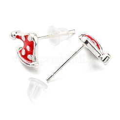 Weihnachts-Ohrstecker aus Messing&nbsp;LS-EJEW-D062-01D-S