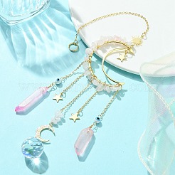 Подвесные латунные украшения в виде луны и звезды&nbsp;HJEW-TA00095-01