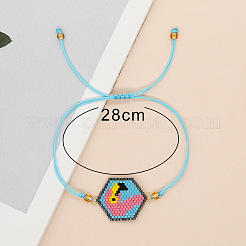 Регулируемые браслеты ручной работы из стеклянных бусин шестигранной формы с звеньями фламинго для женщин&nbsp;TS3719