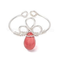 4 Stück offene Manschettenringe aus Glas für Damen&nbsp;RJEW-TA00219-02