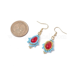 Серьги-подвески из нержавеющей стали 304 со стеклянными подвесками EJEW-MZ00373-02