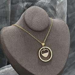 Collane con ciondolo ad anello in ottone micro pavé di zirconi cubici trasparenti&nbsp;LS-NJEW-P322-A04-G