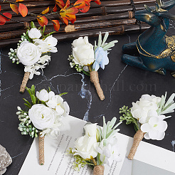 6 stücke 3 arten seide tuch blume boutonniere brosche&nbsp;AJEW-CN0003-48