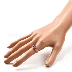 Плетеные кольца из бисера из медной проволоки из смешанных натуральных драгоценных камней для женщин RJEW-JR00387