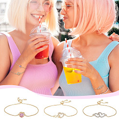 3шт. 3 стиля латунных браслетов-слайдеров&nbsp;BJEW-GA00001