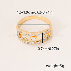 Латунные полые геометрические кольца для женщин с кубическим цирконием&nbsp;KA3713-1