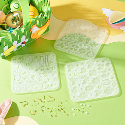 クローバーシリーズ DIY シリコンオーナメント型 3種類 3個  UVレジン用  エポキシ樹脂工芸品作り  50個のプラスチック製イヤーナット付き  ピアスフック24個とジャンプリング24個  混合図形  ゴールドカラー  ホワイト  120x115x4mm  穴：2mm  内径：8~42x7~23mm&nbsp;SIMO-TA0001-22