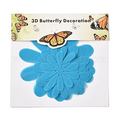 3dプラスチック蓄光ウォールステッカー  マスキングテープ付  家の居間の寝室の壁の装飾のため  花  ディープスカイブルー  50~100x0.2mm  12個/セット&nbsp;DIY-F077-06E